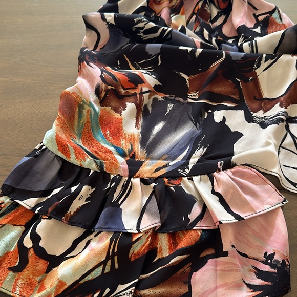 NWT Three Eighty Two (Revolve) Aria Asymmetrical Ruffle Hem Midi Dress Large - Picture 5 of 7